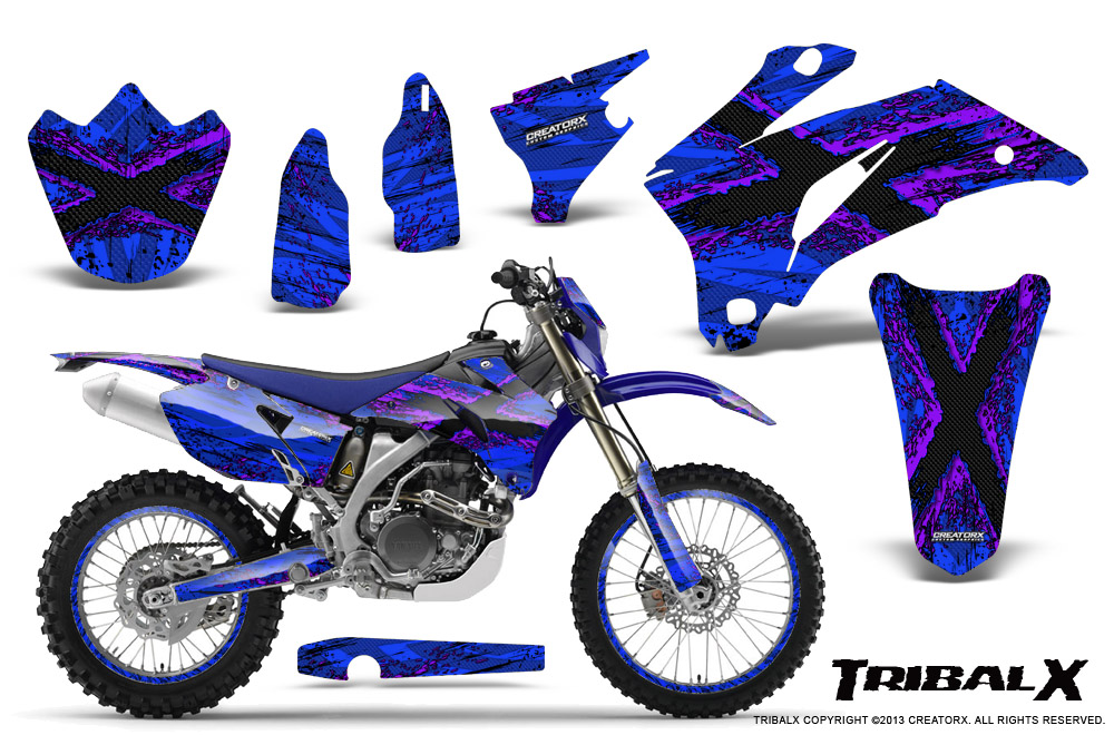 Yamaha WR 250-450 07-10 Graphics Kit TribalX Purple Blue NP Rims